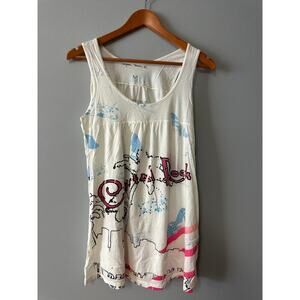 Crystal Rock by Christian Audigier Tank Top M White Graphic Y2K Streetwear